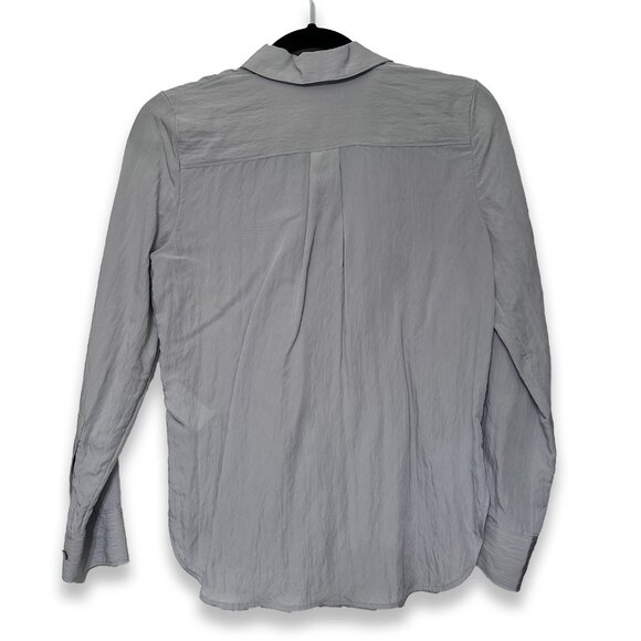 Madewell Crinkled Button-Up Shirt Grey - Size XS - Picture 4 of 6